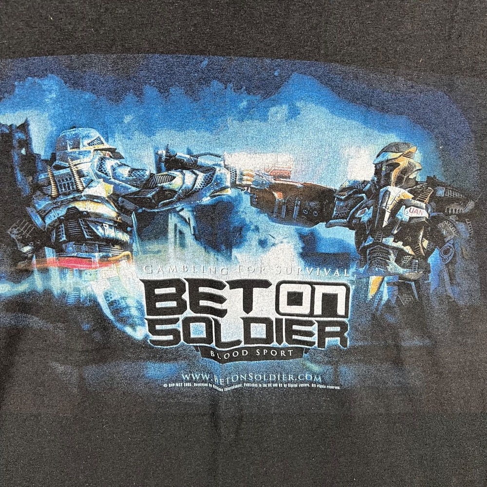 2005‎ Bet On Soldier T Shirt Promo Adult XL Hanes Heavyweight Tag Mens Black - Picture 3 of 13